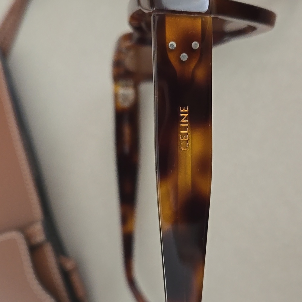 Celine Monochroms Geometric Sunglas With Brown Leather Sunglasses Bag - Picture 8 of 9